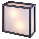 Photograph: Mantra Utah Graphite Square Exterior 2 Light Bulkhead Light Complete With Opal Lens - IP65