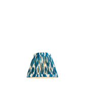 Photograph: Marlin Blue Ikat Patterned Fabric 16cm Shade - Golf/Candle Clip