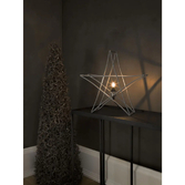 Photograph: Metal Table Star, Silver, E14, Black Cable, 40x40cm, 230V