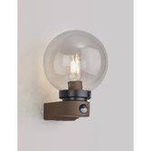 Photograph: Milo Globe Wall Lamp PIR IP54 Dark Brown