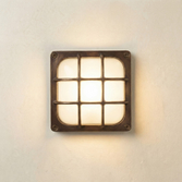 Photograph: Navigator Francis Antique Brass Square Wall Light - IP64, Solid Brass, Coastal