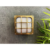 Photograph: Navigator Francis Raw Brass Square Wall Light - IP64, Solid Brass, Coastal
