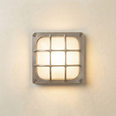 Photograph: Navigator Francis Satin Nickel Square Wall Light - IP64, Solid Brass, Coastal