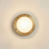 Photograph: Navigator Marina Raw Brass Circular Bulkhead - IP64, Solid Brass, Coastal