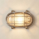 Photograph: Navigator Merchant Satin Nickel Oval Flush Bulkhead - IP64, Solid Brass, Coastal