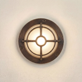 Photograph: Navigator Walkway Antique Brass Circular Guard Light - IP65, Solid Brass, Coastal