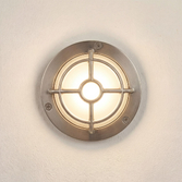 Photograph: Navigator Walkway Satin Nickel Circular Guard Light - IP65, Solid Brass, Coastal