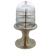 Photograph: Navigator Wellington Satin Nickel Grand Post Lantern Complete With Clear Ribbed Glass - IP54, Solid Brass, Coastal