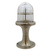 Photograph: Navigator Wellington Satin Nickel Small Post Lantern Complete With Clear Ribbed Glass - IP54, Solid Brass, Coastal