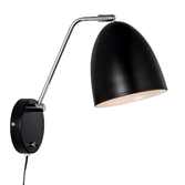 Photograph: Nordlux Alexander Black Metal Adjustable Plug In Wall Light