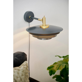 Photograph: Nordlux Bretagne Grey/Brass Plug In Wall Light