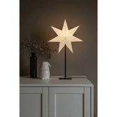 Photograph: Paper star, standing, white 40x65cm, black cable E14 230V