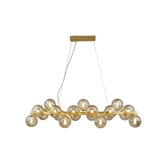 Photograph: Piper Gold 19 Light Linear Pendant Complete With Cognac Glass Spheres