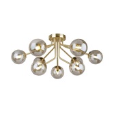 Photograph: Piper Gold 9 Light Flush Ceiling Light With Cognac Glass Spheres