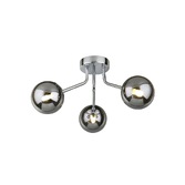 Photograph: Piper Polished Chrome 3 Light Flush Ceiling Light With Smoked Glass Spheres