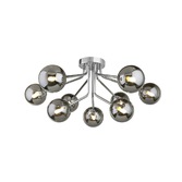 Photograph: Piper Polished Chrome 9 Light Flush Ceiling Light With Smoked Glass Spheres