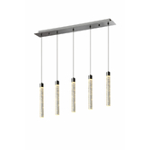 Photograph: Polished Chrome 5 Light Linear Bar Pendant Light Bubble Effect LED - Ex Display
