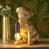 Photograph: Pug Puppy Figurine Table Lamp In Vintage Gold