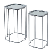 Photograph: Quarter Foil Mirrored Side Tables With Silver Frame 2 Pack