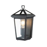 Photograph: Quintiesse Alford Place 1 Light Exterior Half Lantern In Black Complete With Clear Glass Panels IP44 - QN-ALFORD-PLACE7-S-MB