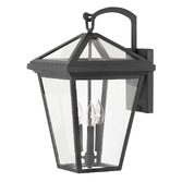 Photograph: Quintiesse Alford Place 3 Light Large Exterior Wall Lantern In Black Complete With Clear Glass Panels IP44 - QN-ALFORD-PLACE2-L-MB