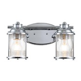 Photograph: Quintiesse Ashland Bay 2 Light Bathroom Wall Light In Polished Chrome Complete With Clear Seeded Glasses - IP44 - QN-ASHLANDBAY2-PC-BATH