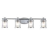 Photograph: Quintiesse Ashland Bay 4 Light Bathroom Wall Light In Polished Chrome Finish Complete With Clear Seeded Glasses - IP44 - QN-ASHLANDBAY4-PC-BATH