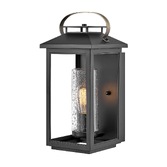 Photograph: Quintiesse Atwater 1 Light Medium Outdoor Wall Lantern In Black Complete WIth Clear Seeded Glass - IP44 - QN-ATWATER-M-BK