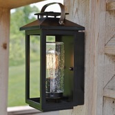 Photograph: Quintiesse Atwater 1 Light Small Outdoor Wall Lantern In Black Complete WIth Clear Seeded Glass - IP44 - QN-ATWATER-S-BK