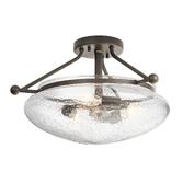 Photograph: Quintiesse Belle 3 Light Semi-Flush Mount In Brushed Polished Nickel Complete WIth Clear Seeded Glass - QN-BELLE-SF-PN