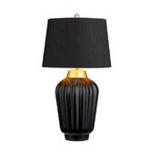 Photograph: Quintiesse Bexley 1 Light Satin Black Ceramic Table Lamp Complete With Brushed Brass Metalwork and Black Faux SIlk Shade With Gold Inner - QN-BEXLEY-TL-BKBB