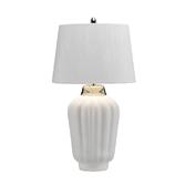 Photograph: Quintiesse Bexley 1 Light White Ceramic Table Lamp Complete With Polished Nickel Metalwork and Light Ivory Faux SIlk Shade With Silver Inner - QN-BEXLEY-TL-WPN