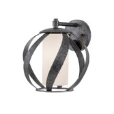 Photograph: Quintiesse Blacksmith 1 Light Exterior Wall Light In Old Black Complete With Satin Opal Etched Glass - QN-BLACKSMITH1-OBK