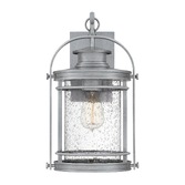 Photograph: Quintiesse Booker 1 Light Medium Exterior Wall Lantern In Industrial Aluminium Complete With Clear Seeded Glass - QN-BOOKER-M-IA