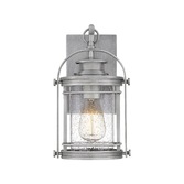 Photograph: Quintiesse Booker 1 Light Small Exterior Wall Lantern In Industrial Aluminium Complete With Clear Seeded Glass - QN-BOOKER-S-IA