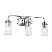 Photograph: Quintiesse Braelyn 3 Light Bathroom Wall Light In Polished Chrome Complete With Clear Seeded Glasses - QN-BRAELYN3-PC