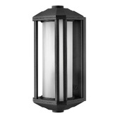 Photograph: Quintiesse Castelle 1 Light Medium Outdoor Wall Lantern In Black Complete With RIbbed Etched Glass - IP44 - QN-CASTELLE-M-BLK