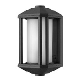 Photograph: Quintiesse Castelle 1 Light Small Outdoor Wall Lantern In Black Complete With RIbbed Etched Glass - IP44 - QN-CASTELLE-S-BLK