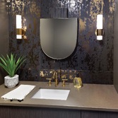 Photograph: Quintiesse Facet Single LED Bathroom Wall Light In Heritage Brass Finish Complete With Satin Opal Etched Glass - IP44 - QN-FACET-LED1-HB-BATH