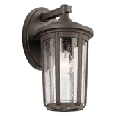 Photograph: Quintiesse Fairfield 1 Light Large Outdoor Wall Lantern In Bronze Complete With Clear Seeded Glass - IP44 - QN-FAIRFIELD-L-OZ