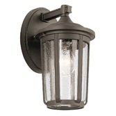 Photograph: Quintiesse Fairfield 1 Light Medium Outdoor Wall Lantern In Bronze Complete With Clear Seeded Glass - IP44 - QN-FAIRFIELD-M-OZ