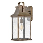 Photograph: Quintiesse Grant 1 Light Large Painted Burnished Bronze Wall Lantern Complete WIth Clear Seeded Glass - IP44 - QN-GRANT-L-BU