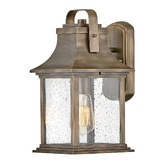 Photograph: Quintiesse Grant 1 Light Small Painted Burnished Bronze Wall Lantern Complete WIth Clear Seeded Glass - IP44 - QN-GRANT-S-BU