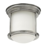 Photograph: Quintiesse Hadrian 1 Light Flush Mount In Antique Nickel Complete With Opal Glass - QN-HADRIAN-MINI-F-AN-OPAL