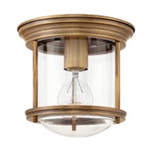 Photograph: Quintiesse Hadrian 1 Light Flush Mount In Brushed Bronze Complete With Clear Glass - QN-HADRIAN-MINI-F-BR-CLEAR