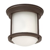 Photograph: Quintiesse Hadrian 1 Light Flush Mount In Oil Rubbed Bronze Complete With Opal Glass - QN-HADRIAN-MINI-F-OZ-OPAL