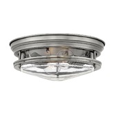 Photograph: Quintiesse Hadrian 2 Light Flush Mount In Antique Nickel Complete With Clear Glass - QN-HADRIAN-FS-AN-CLEAR