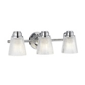 Photograph: Quintiesse Hudson 3 Light Bathroom Wall Light In Polished Chrome Complete WIth Clear Cut Glasses - IP44 - QN-HUDSON3-BATH