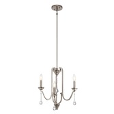 Photograph: Quintiesse Karlee 3 Light Chandelier In Classic Pewter Complete With Crystal Drops - QN-KARLEE3