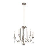 Photograph: Quintiesse Karlee 5 Light Chandelier In Classic Pewter Complete With Crystal Drops - QN-KARLEE5